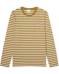 Maison Kitsuné - Fox Head Patch Long Sleeve Stripe T-Shirt - Lyst