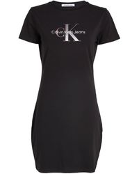 Calvin Klein - T-Shirt-Kleid mit Monogramm - Lyst