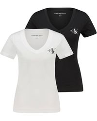 Calvin Klein - T-Shirt MONOLOGO V-NECK TEE 2er-Pack - Lyst