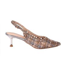 Chantal Braided Bronze Silver Heeled Shoes - Metallic