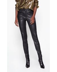Equipment Sylvanna Leather Front Trouser - Black