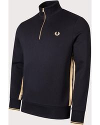 Fred Perry - Regular Fit Stripe Tape Quarter Zip Sweatshirt - Lyst