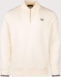 Fred Perry - Quarter Zip Collared Sweatshirt - Lyst