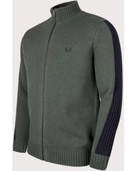 Fred Perry - Ribbed Slv Zip Through Cardigan - Lyst
