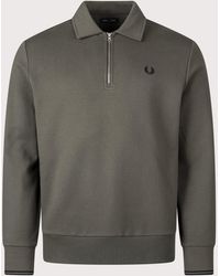Fred Perry - Relaxed Fit Collared Quarter Zip Sweatshirt - Lyst