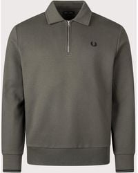 Fred Perry - Quarter Zip Collared Sweatshirt - Lyst