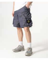 Stone Island - Cotton Nylon Micro Ripstop Cargo Shorts - Lyst