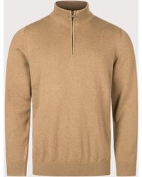 Barbour - Regular Fit Quarter Zip Cotton Knitted Jumper - Lyst