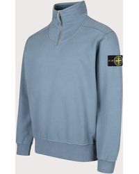 Stone Island - Comfort Fit Brushed Organic Fleece Quarter Zip Sweatshirt - Lyst