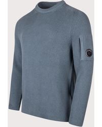 C.P. Company - Full Rib Cotton Crewneck Lens Jumper - Lyst