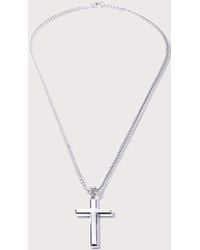 Mysterious Jeweller - Stainless Steel Cross Pendant 24&Quot - Lyst