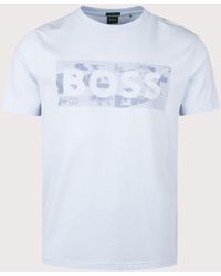 BOSS - Regular Fit Globe Logo Pattern T-Shirt - Lyst