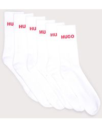 HUGO - 6 Pack Rib Logo Socks - Lyst