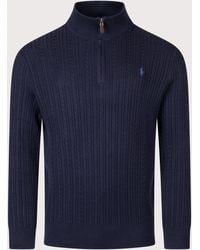 Polo Ralph Lauren - Regular Fit Cable Knit Quarter Zip Jumper - Lyst