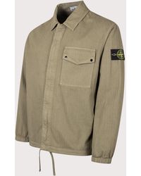 Stone Island - Cotton Herringbone Overshirt - Lyst