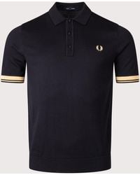 Fred Perry - Regular Fit Contrast Cuff Knitted Polo Shirt - Lyst