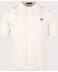 Fred Perry - Regular Fit Tonal Vertical Stripe Knitted Shirt - Lyst