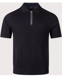 Paul Smith - Regular Fit Knitted Quarter Zip Polo Shirt - Lyst