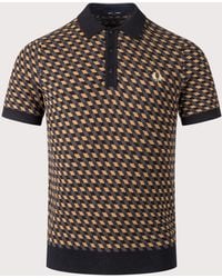 Fred Perry - Regular Fit Geometric Knitted Polo Shirt - Lyst