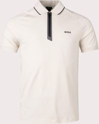 BOSS - Philix Zip Plaquet Polo Shirt - Lyst