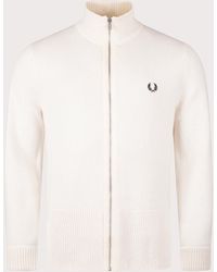 Fred Perry - Chunky Rib Zip Through Cardigan - Lyst