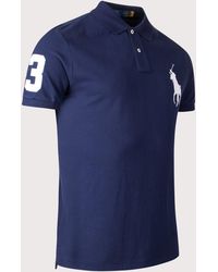 Polo Ralph Lauren Custom Slim Fit Big Pony Mesh Polo Shirt in Blue for ...