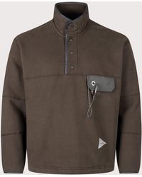 and wander - Relaxed Fit Button Placket Overhead Sweatshirt - Lyst