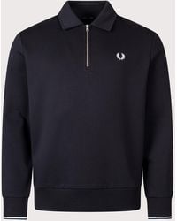 Fred Perry - Quarter Zip Collared Sweatshirt - Lyst