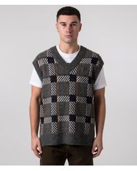 Fred Perry - Glitch Tartan Knitted Tank Vest - Lyst