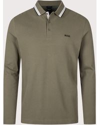 BOSS - Regular Fit Plisy Long Sleeve Polo Shirt - Lyst