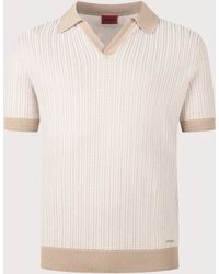 HUGO - Johnny Collar Knitted Polo Shirt - Lyst