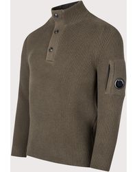 C.P. Company - Full Rib Cotton Half Button Lens Jumper - Lyst