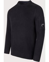 C.P. Company - Full Rib Cotton Crewneck Lens Jumper - Lyst