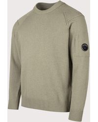 C.P. Company - Lambswool Grs Crewneck Lens Jumper - Lyst