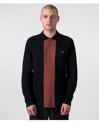Fred Perry - Long Sleeve Panelled Polo Shirt - Lyst