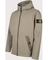 Stone Island - Organic Cotton Interlock Zip Through Hoodie - Lyst
