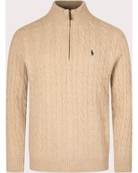 Polo Ralph Lauren - Cashmere Blend Quarter Zip Cable Knit Jumper - Lyst