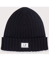 C.P. Company - Extrafine Merino Wool Logo Beanie - Lyst