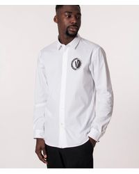 Versace - New V Emblem Logo Stretch Shirt - Lyst