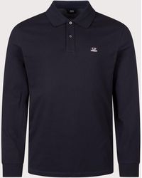 C.P. Company - Long Sleeve Stretch Piquet Logo Polo Shirt - Lyst