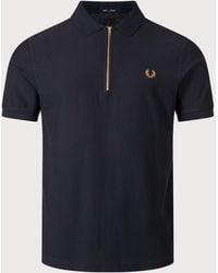 Fred Perry - Regular Fit Zip Neck Tipped Tape Polo Shirt - Lyst
