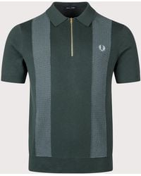Fred Perry - Panel Detail Knitted Polo Shirt - Lyst