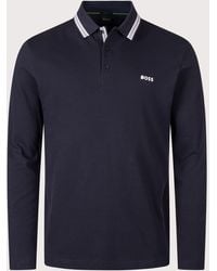 BOSS - Regular Fit Plisy Long Sleeve Polo Shirt - Lyst