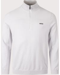 BOSS - Momentum X Quarter Zip Knit Jumper - Lyst
