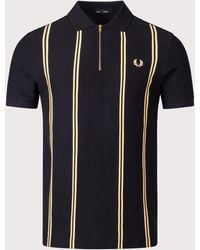 Fred Perry - Regular Fit Vertical Stripe Zip Neck Polo Shirt - Lyst