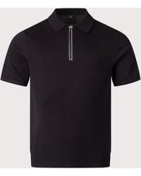 Paul Smith - Regular Fit Sports Stripe Zip Knitted Cotton Polo Shirt - Lyst