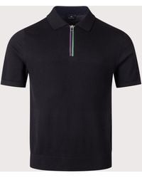 Paul Smith - Regular Fit Knitted Quarter Zip Polo Shirt - Lyst