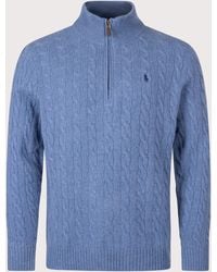 Polo Ralph Lauren - Cashmere Blend Quarter Zip Cable Knit Jumper - Lyst