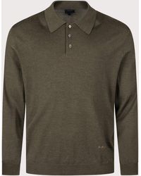 A.P.C. - Regular Fit Knitted Long Sleeve Riou Polo Shirt - Lyst