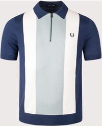 Fred Perry - Vertical Stripe Zip Neck Polo Shirt - Lyst